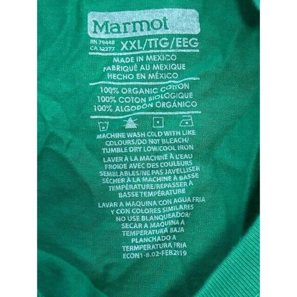 Marmot Mountain Organic Tee Shirt Graphic Print Short Sleeves Green Size XXL NWT - Picture 5 of 8